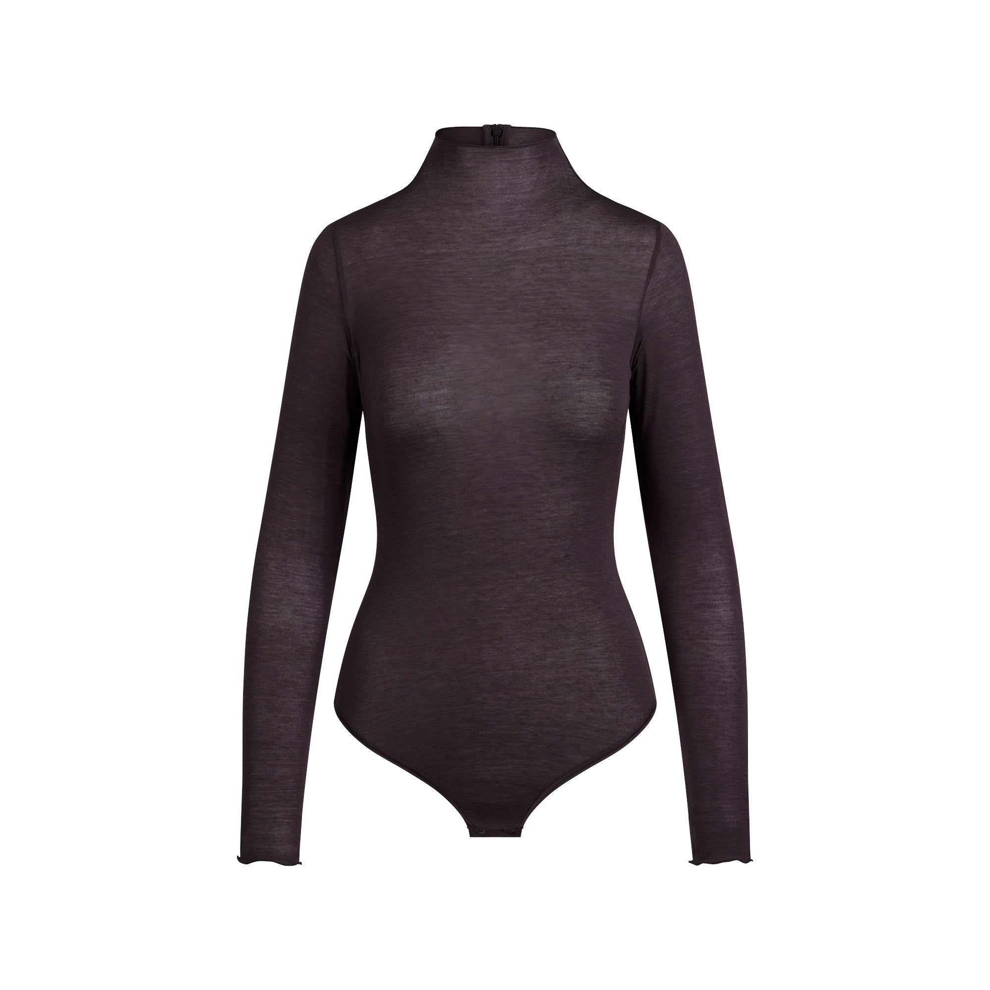 Sheer Modal Long Sleeve Turtleneck Bodysuit
