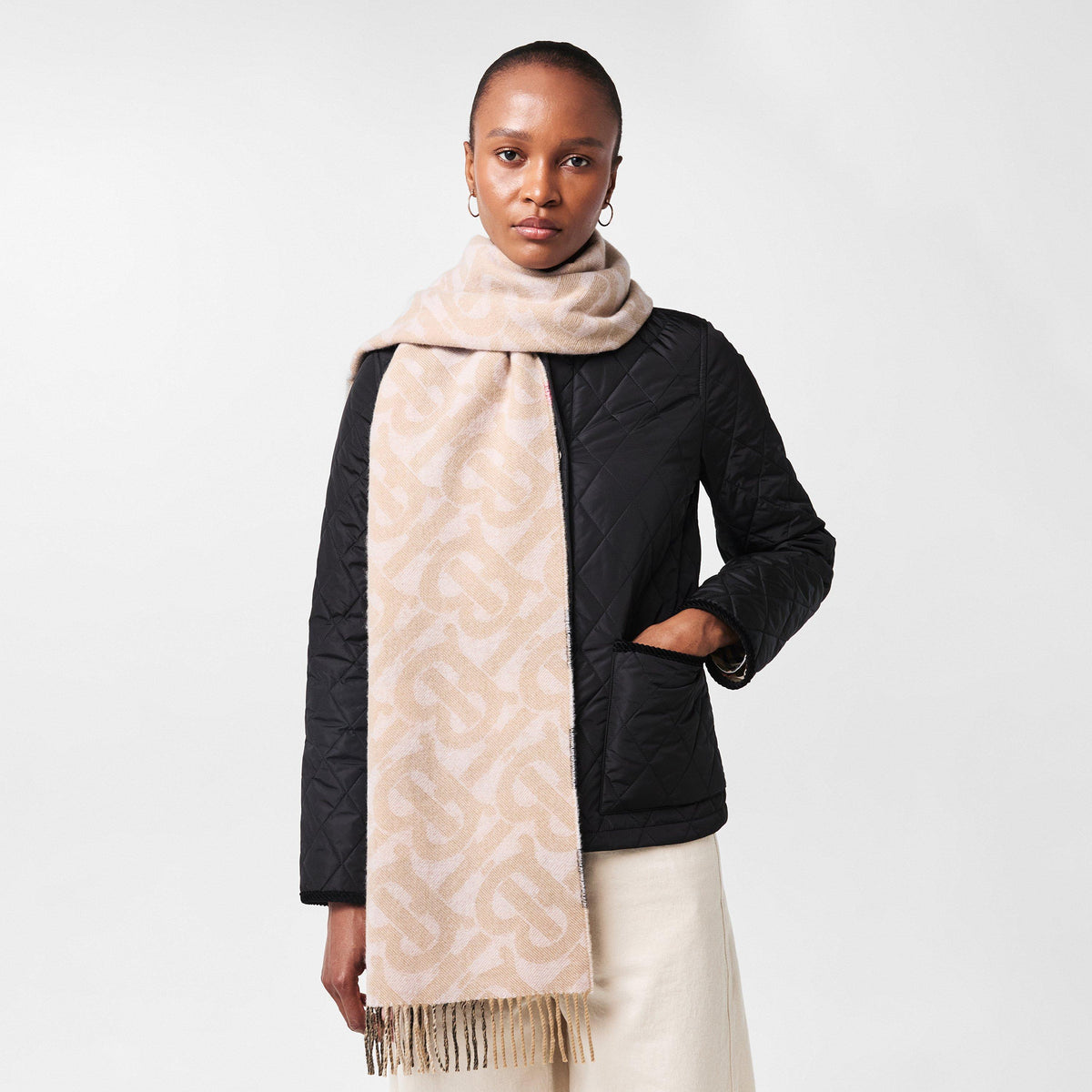 Reversible Check And Monogram Cashmere Scarf