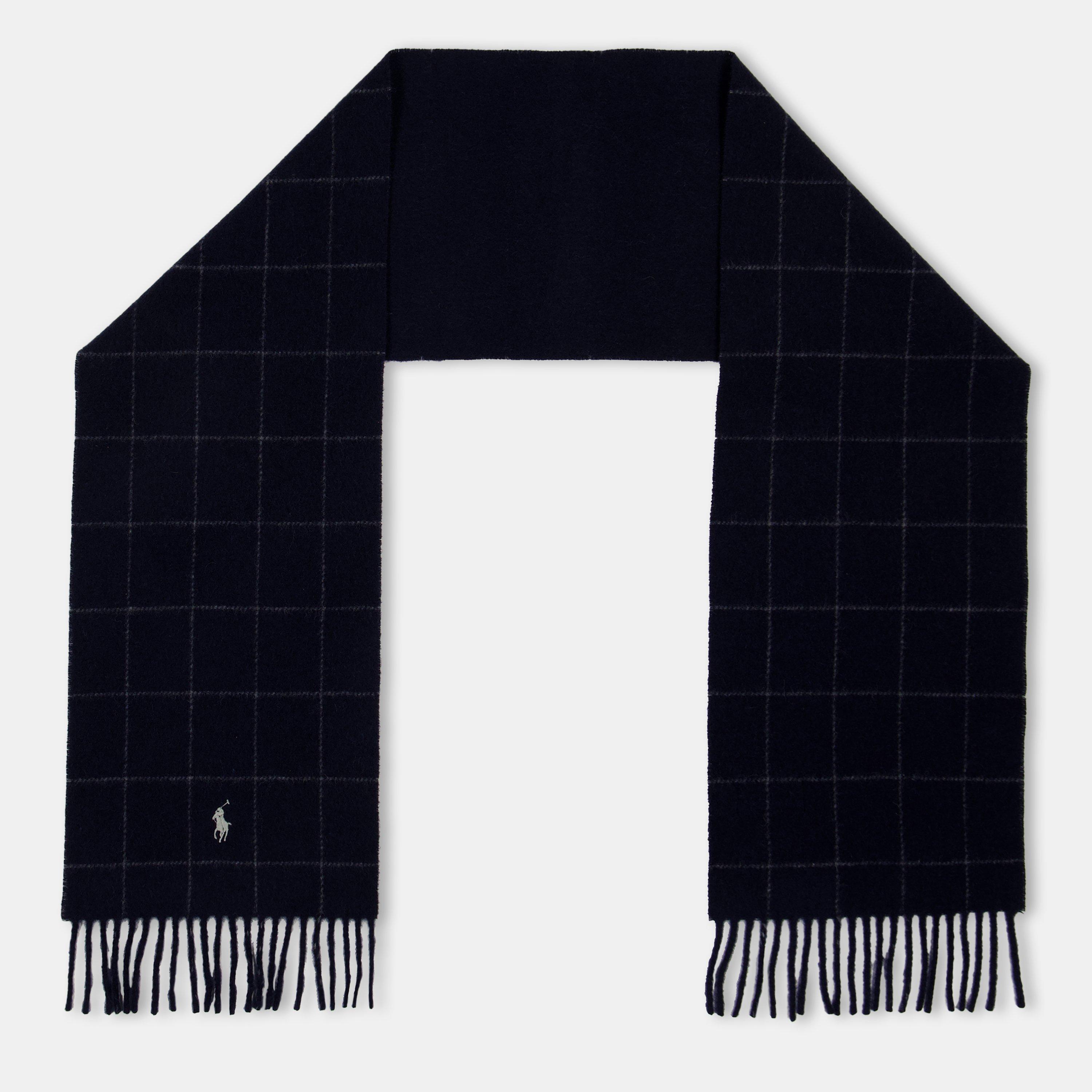 Windowpane Plaid Wool Blend Scarf