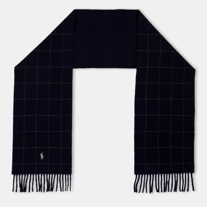 Windowpane Plaid Wool Blend Scarf