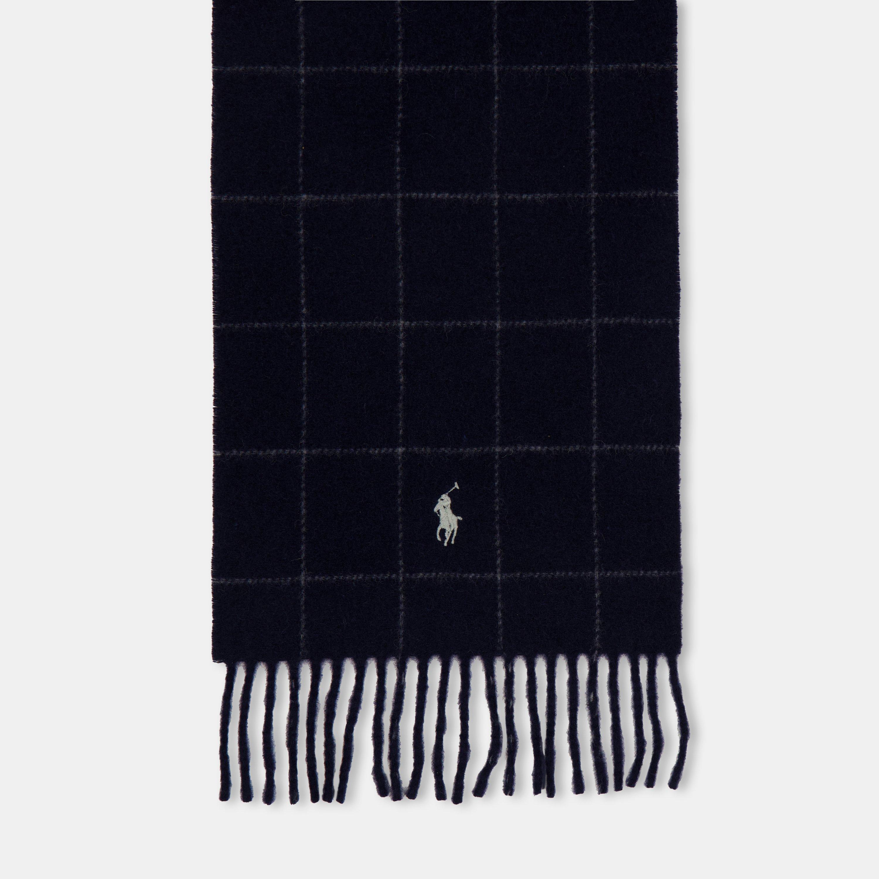Windowpane Plaid Wool Blend Scarf