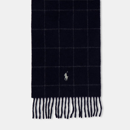 Windowpane Plaid Wool Blend Scarf