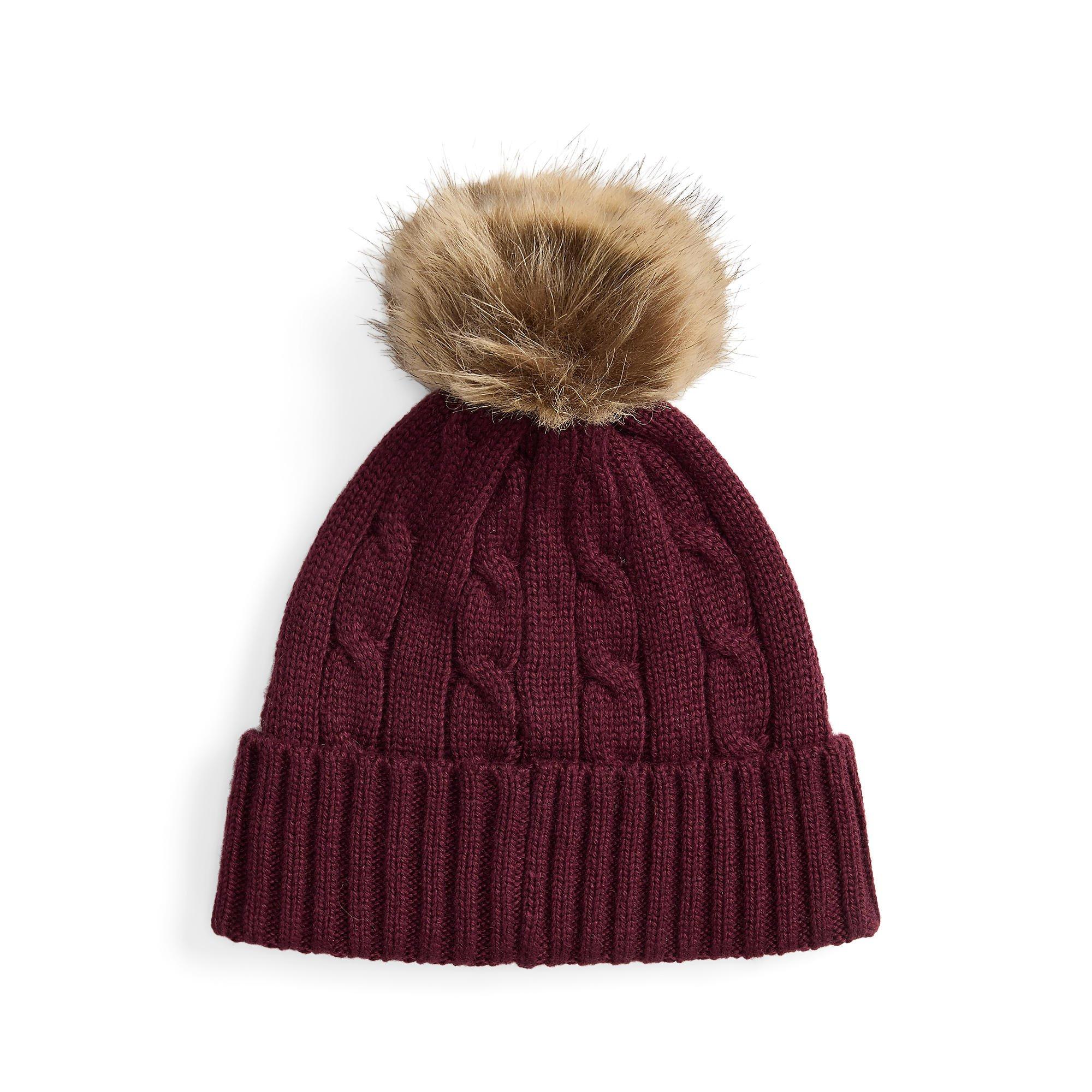 Pom-Pom Cable-Knit Beanie