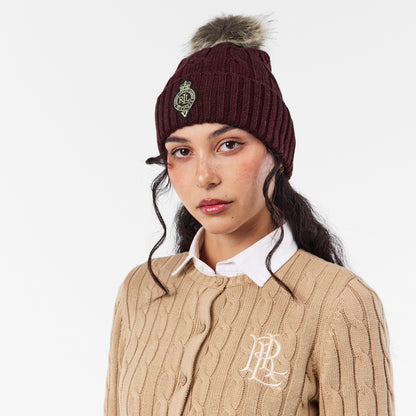 Pom-Pom Cable-Knit Beanie