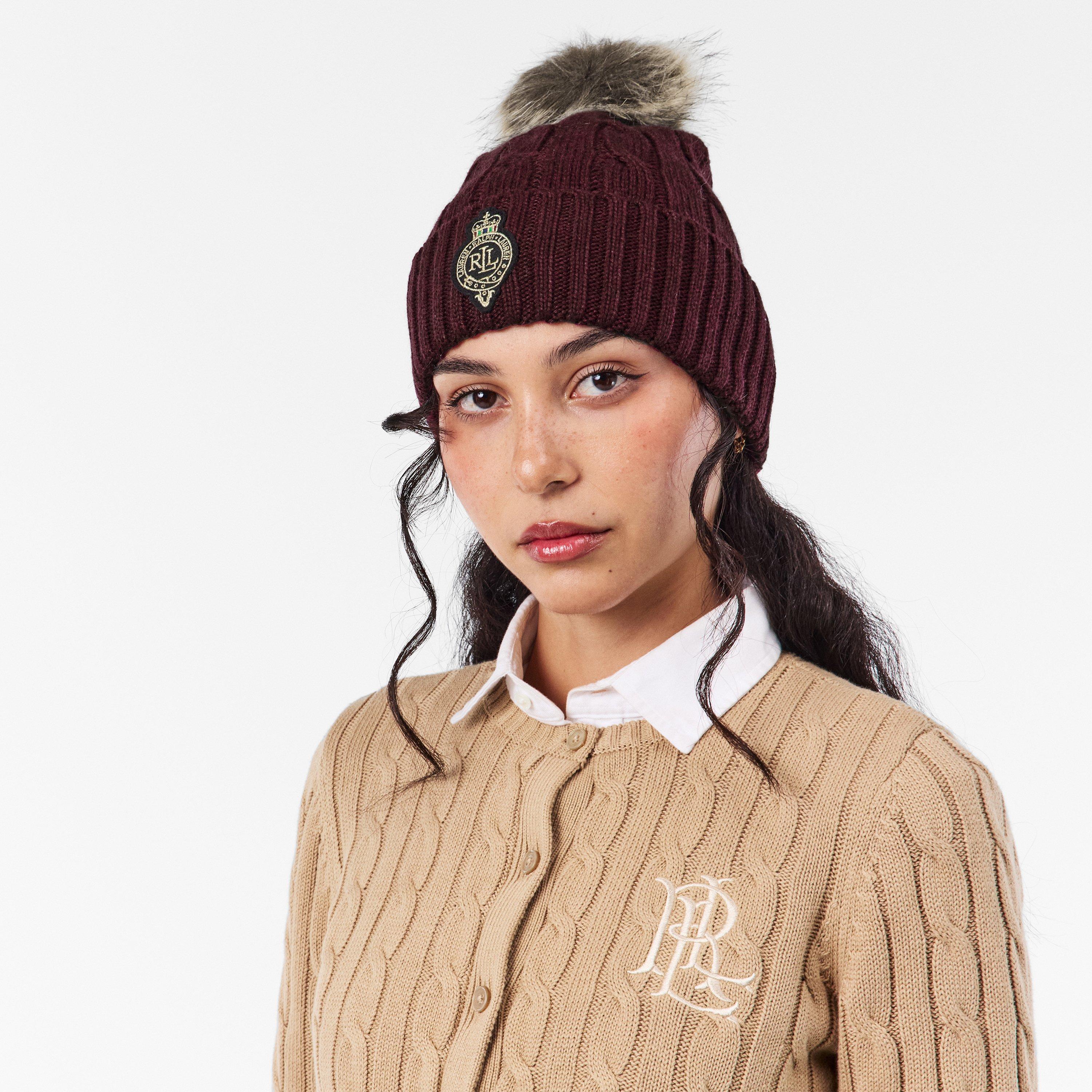 Pom-Pom Cable-Knit Beanie