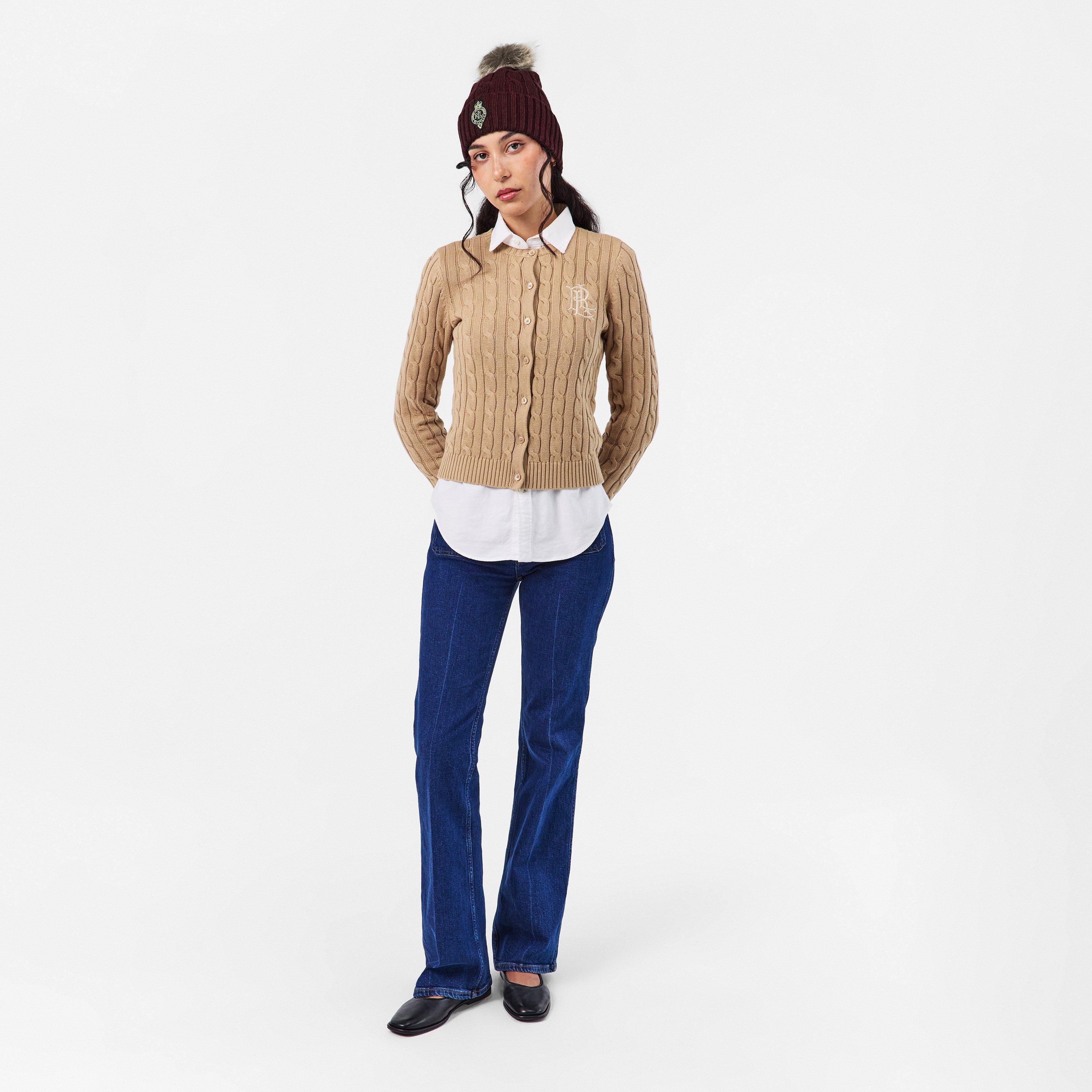 Pom-Pom Cable-Knit Beanie