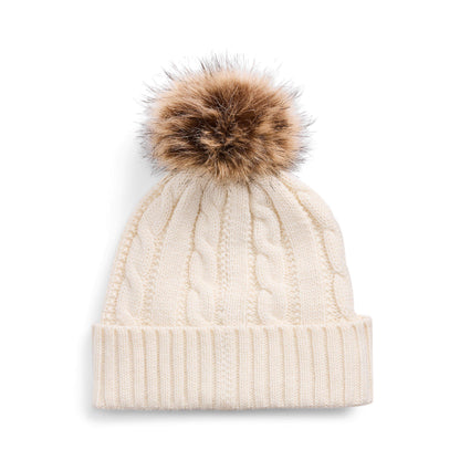 Pom-Pom Cable-Knit Beanie