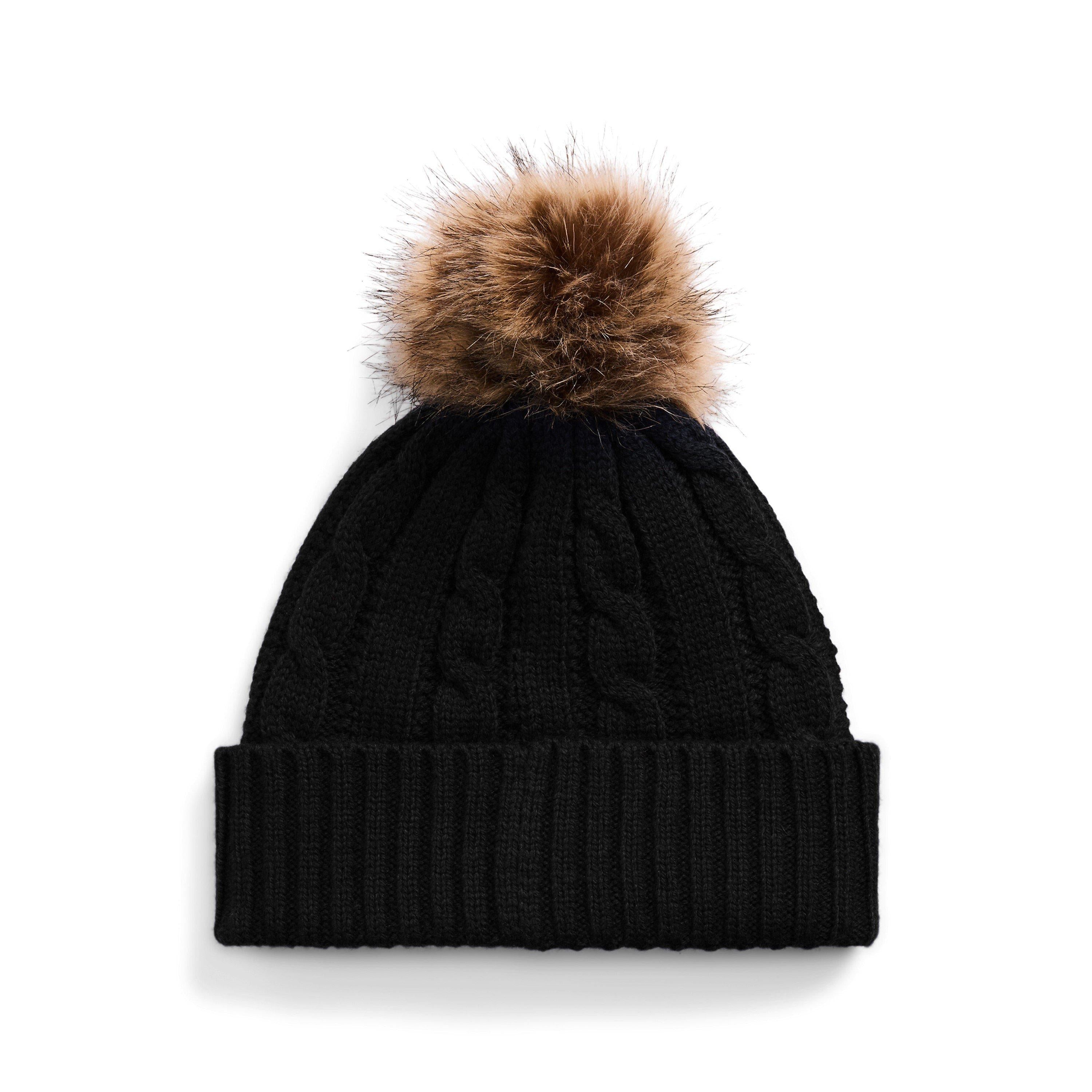 Pom-Pom Cable-Knit Beanie