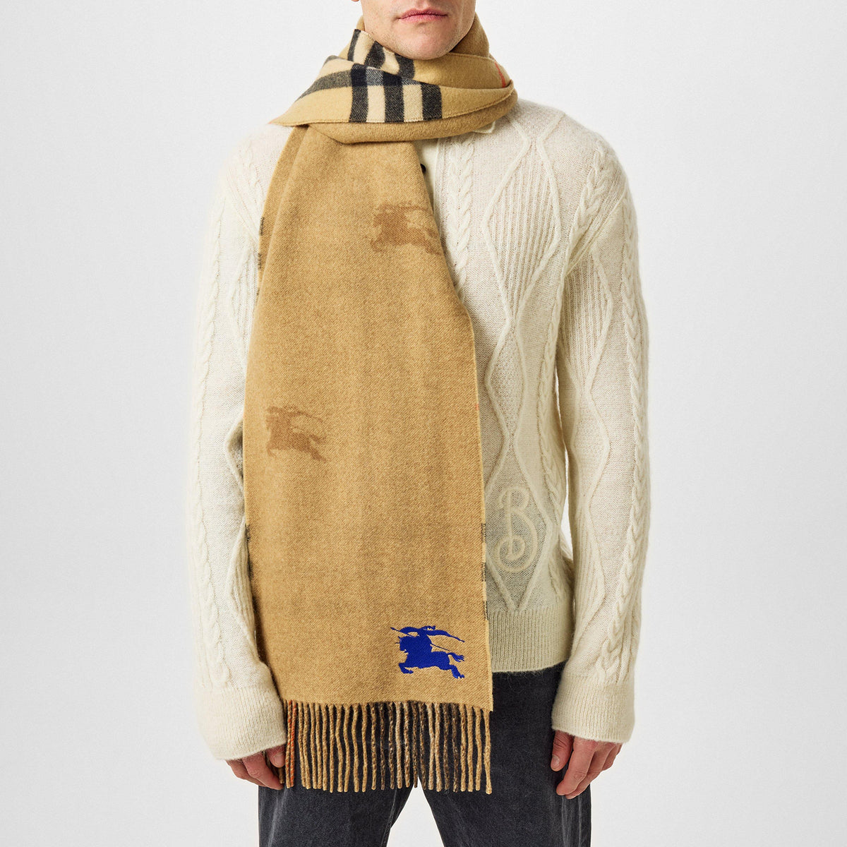 Reversible Jacquard Cashmere Scarf