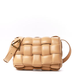Nappa Maxi Intreccio Padded Cassette Crossbody Bag Almond