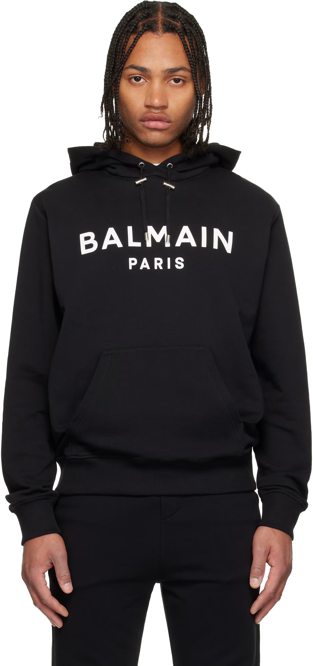 Black Printed 'Balmain Paris' Hoodie