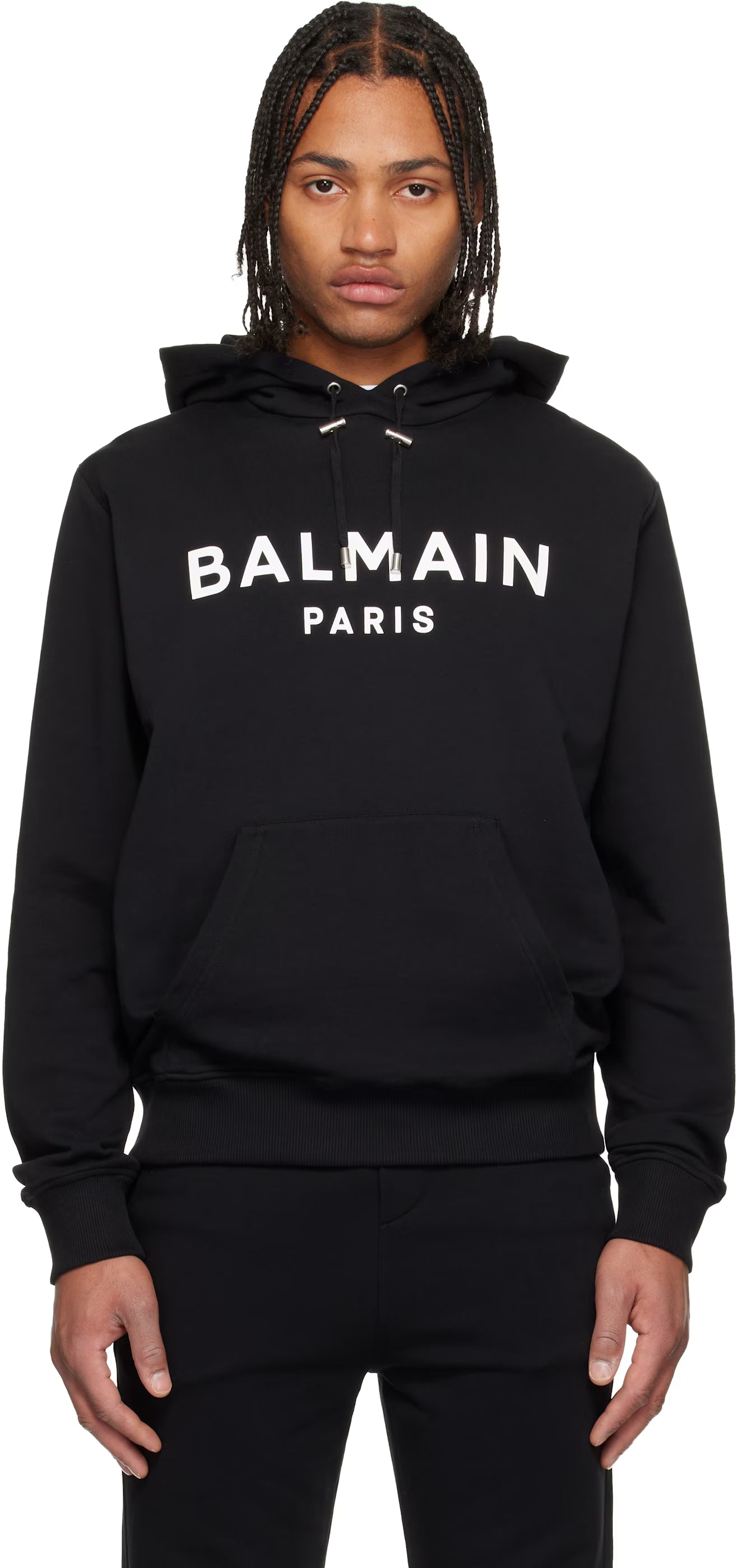 Black Printed 'Balmain Paris' Hoodie