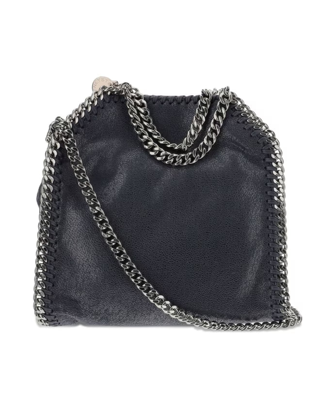 Blue Faux Leather Chain-link Trim Bag
