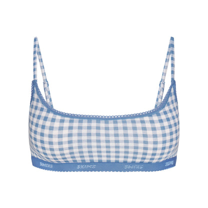 Lightweight Cotton Logo Picot Scoop Bralette