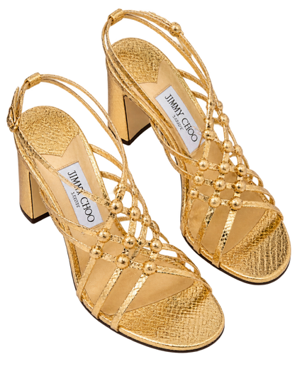 90mm leather heeled sandals