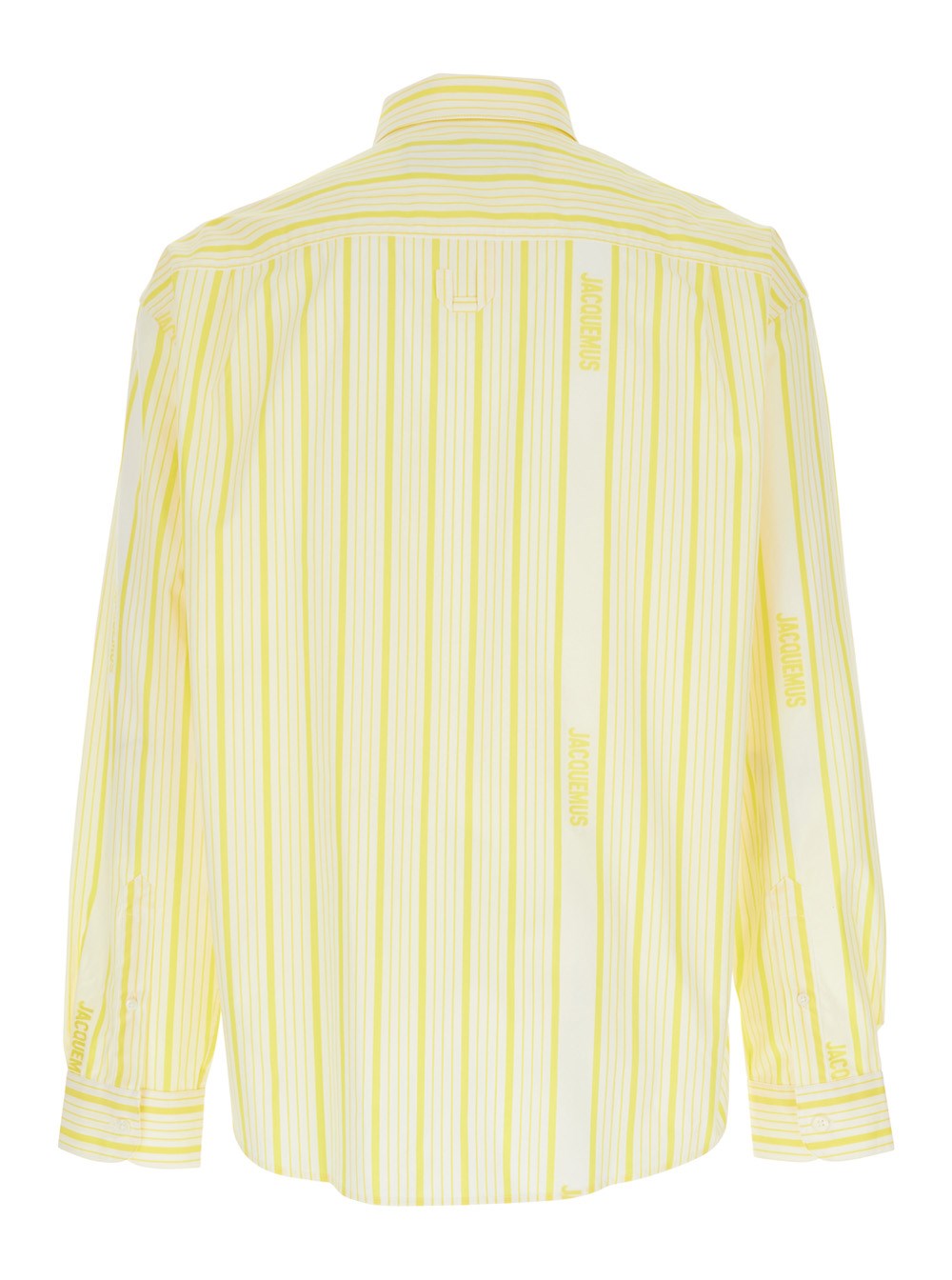 Jacquemus 'La Chemise Simon' Yellow Shirt with Classic Collar and All-Over Striped Motif in Cotton Man