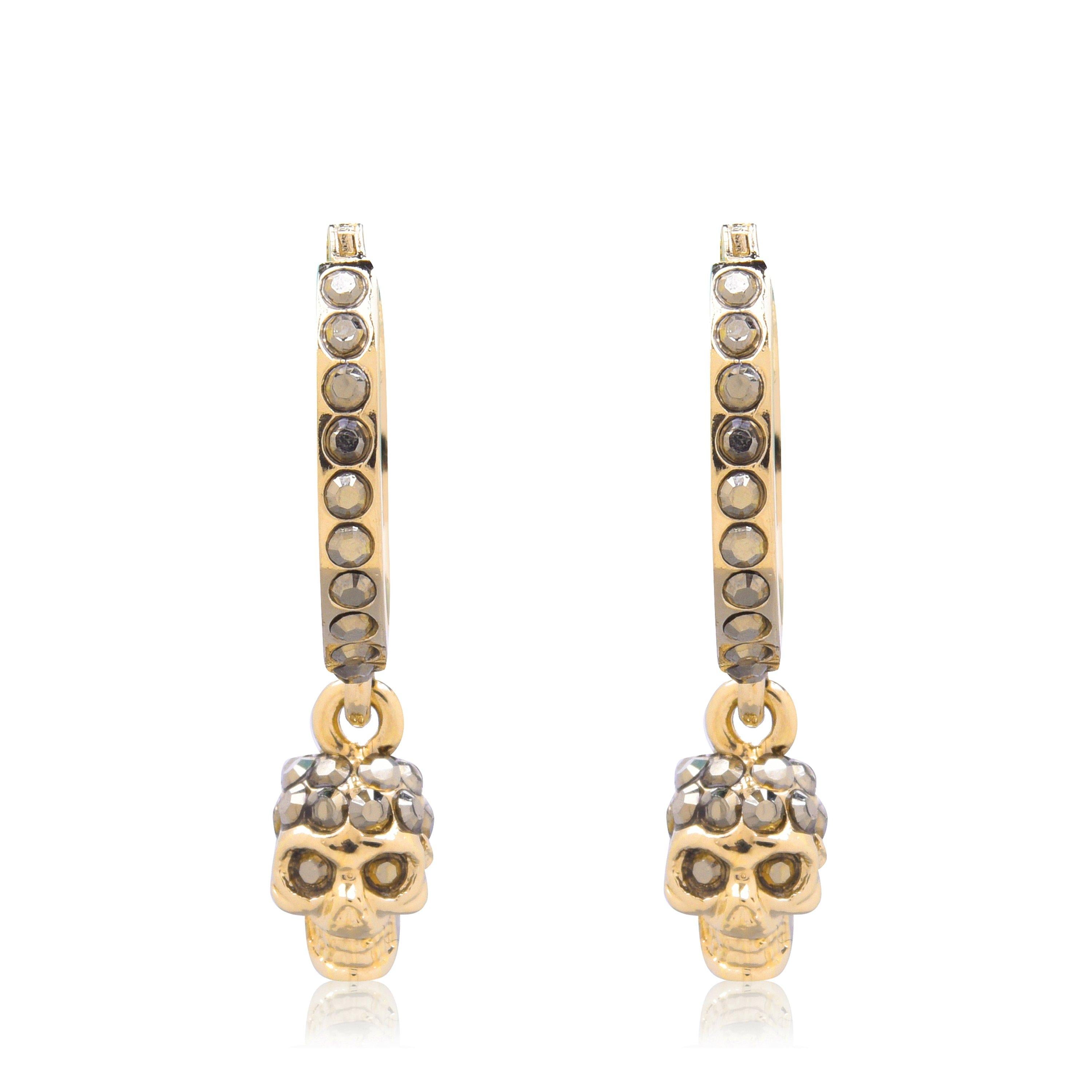 Women's Skull Pave Hoop Earrings