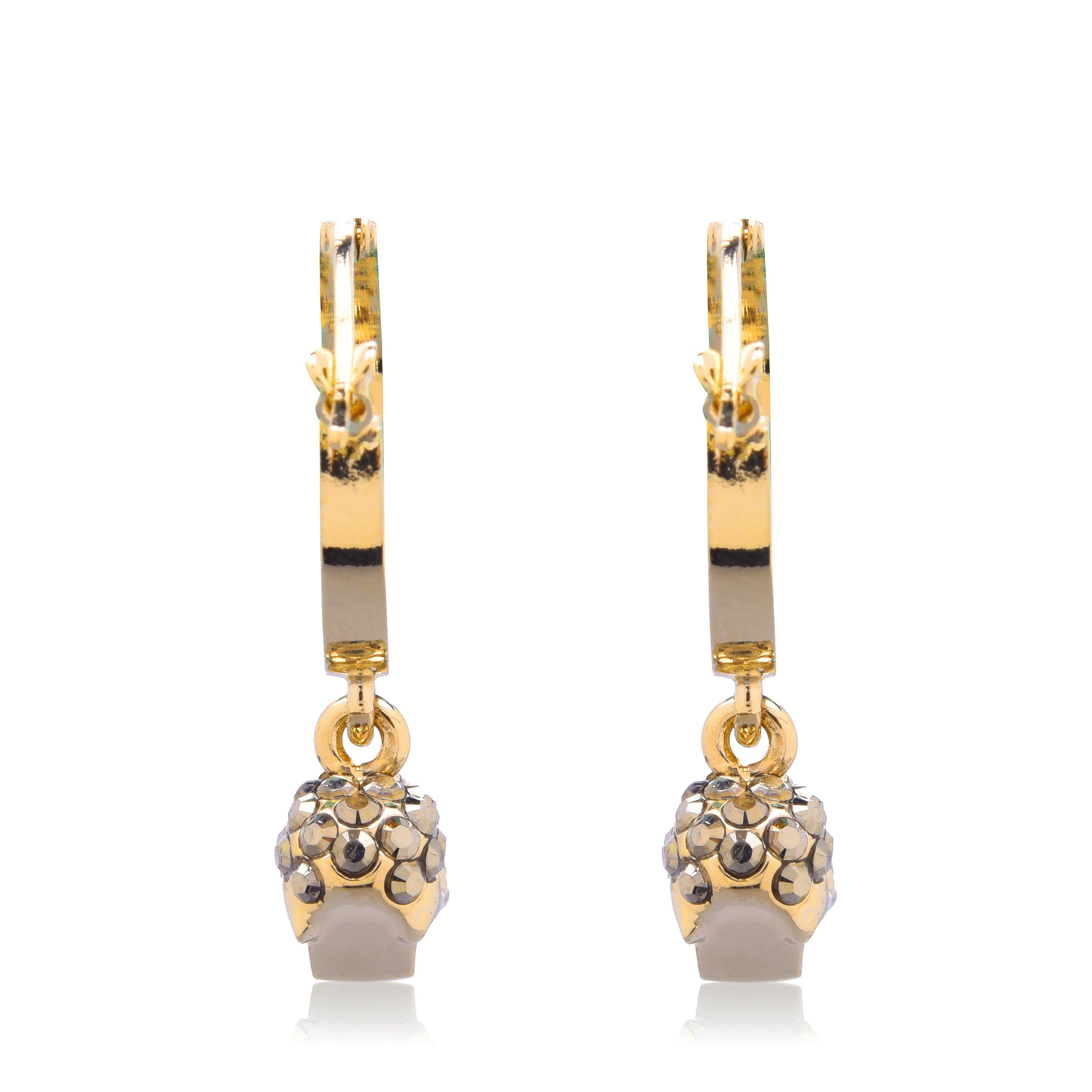 Women's Skull Pave Hoop Earrings