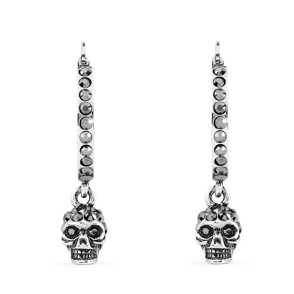 Women's Skull Pave Hoop Earrings