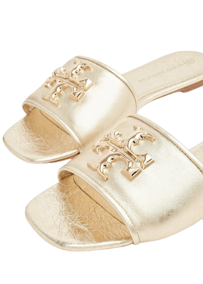 Tory Burch Eleanor Slide in Gold Leather