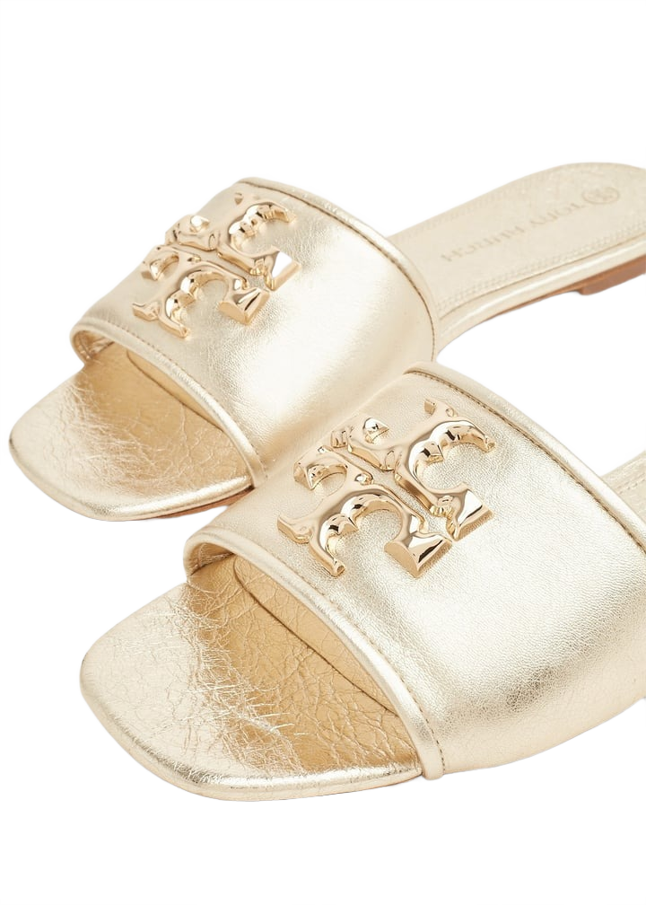 Tory Burch Eleanor Slide in Gold Leather