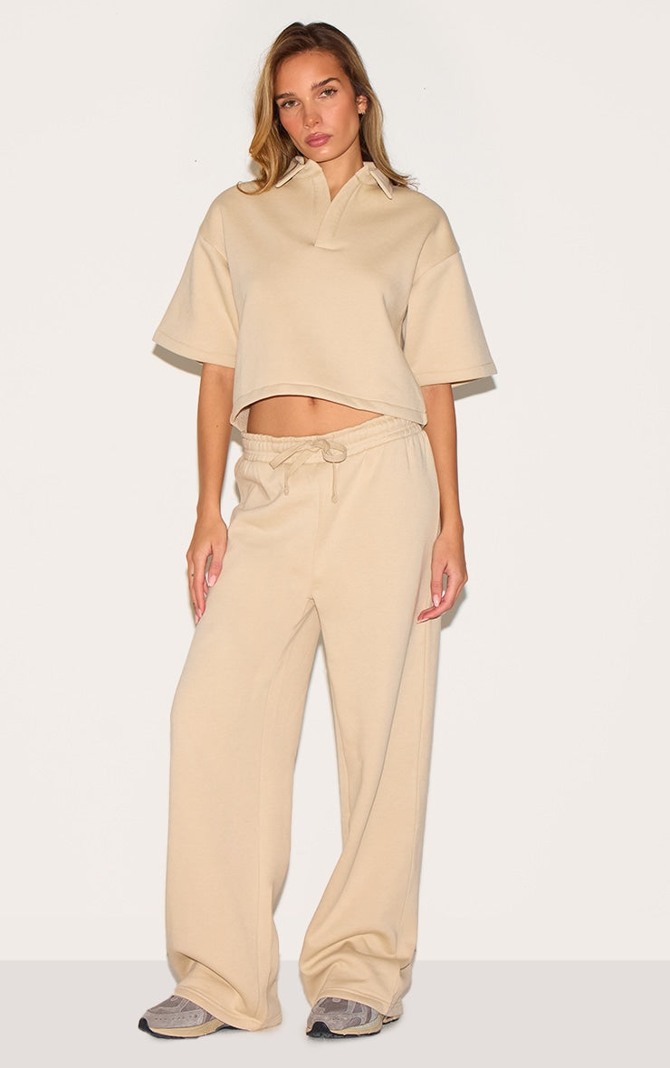 Stone Thick Waistband Wide Leg Joggers