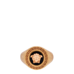 Round Medusa Signet Gold Ring