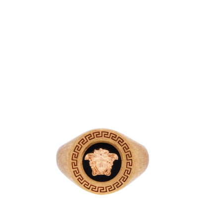 Round Medusa Signet Gold Ring
