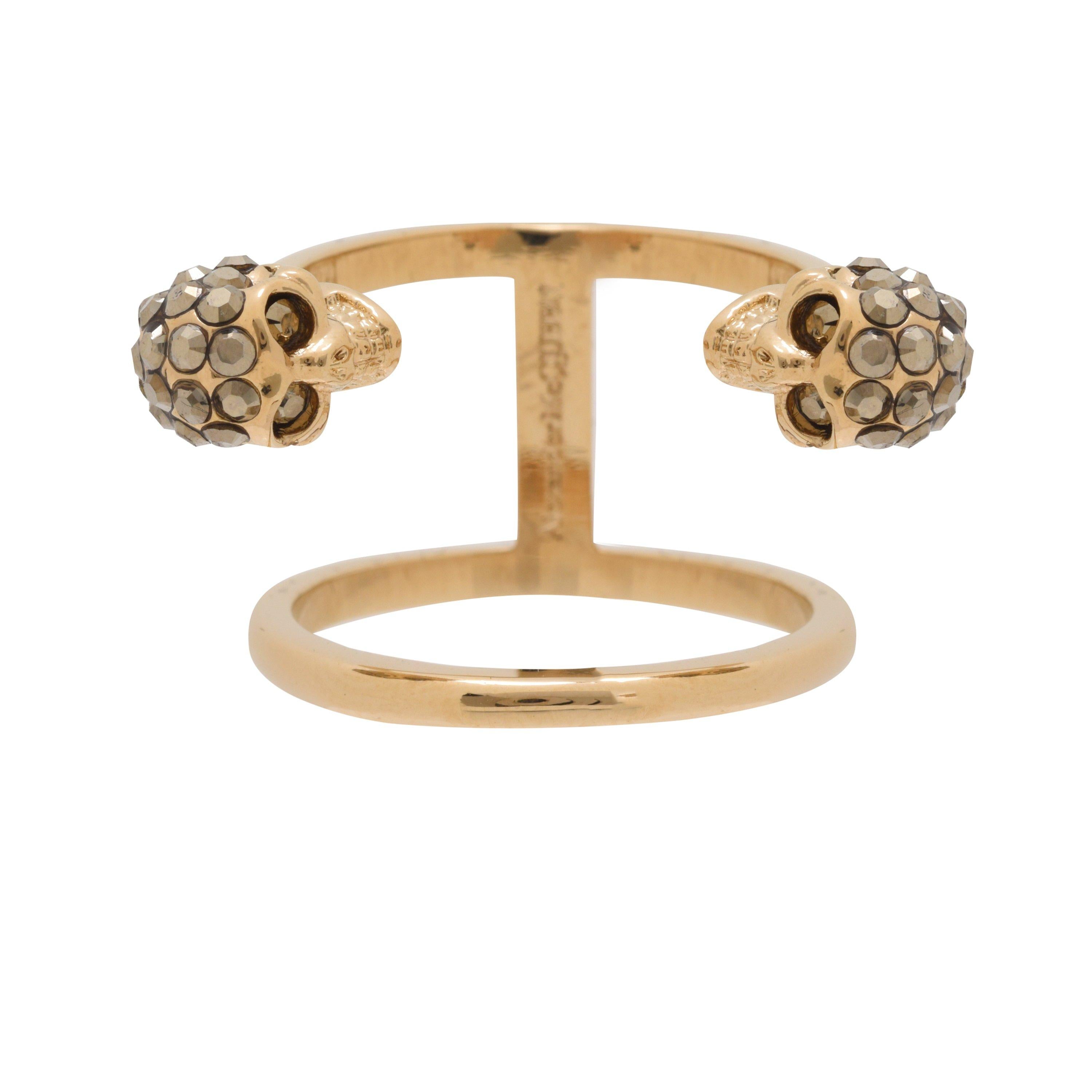 Women's Skull Brass Double Ring