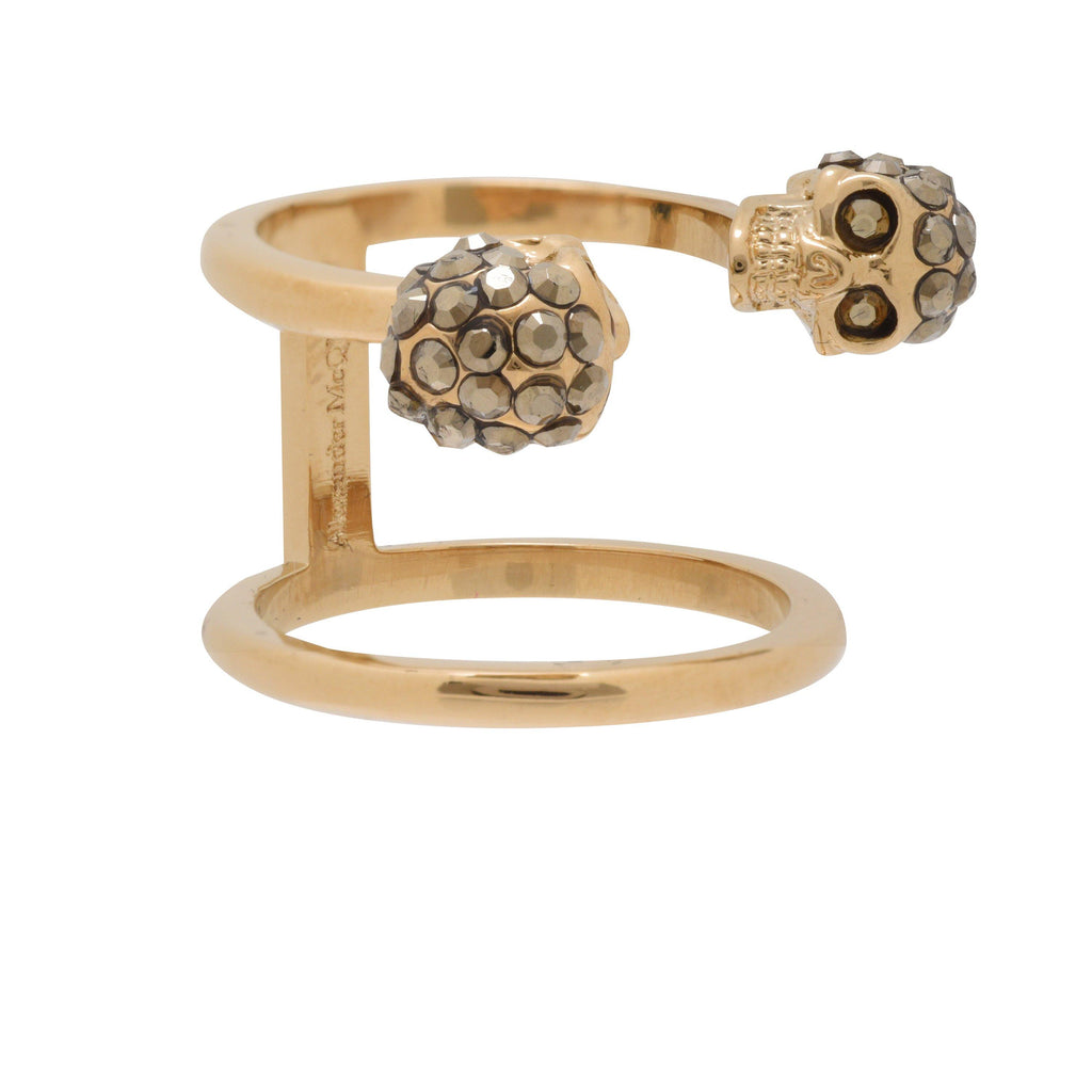 Women's Skull Brass Double Ring