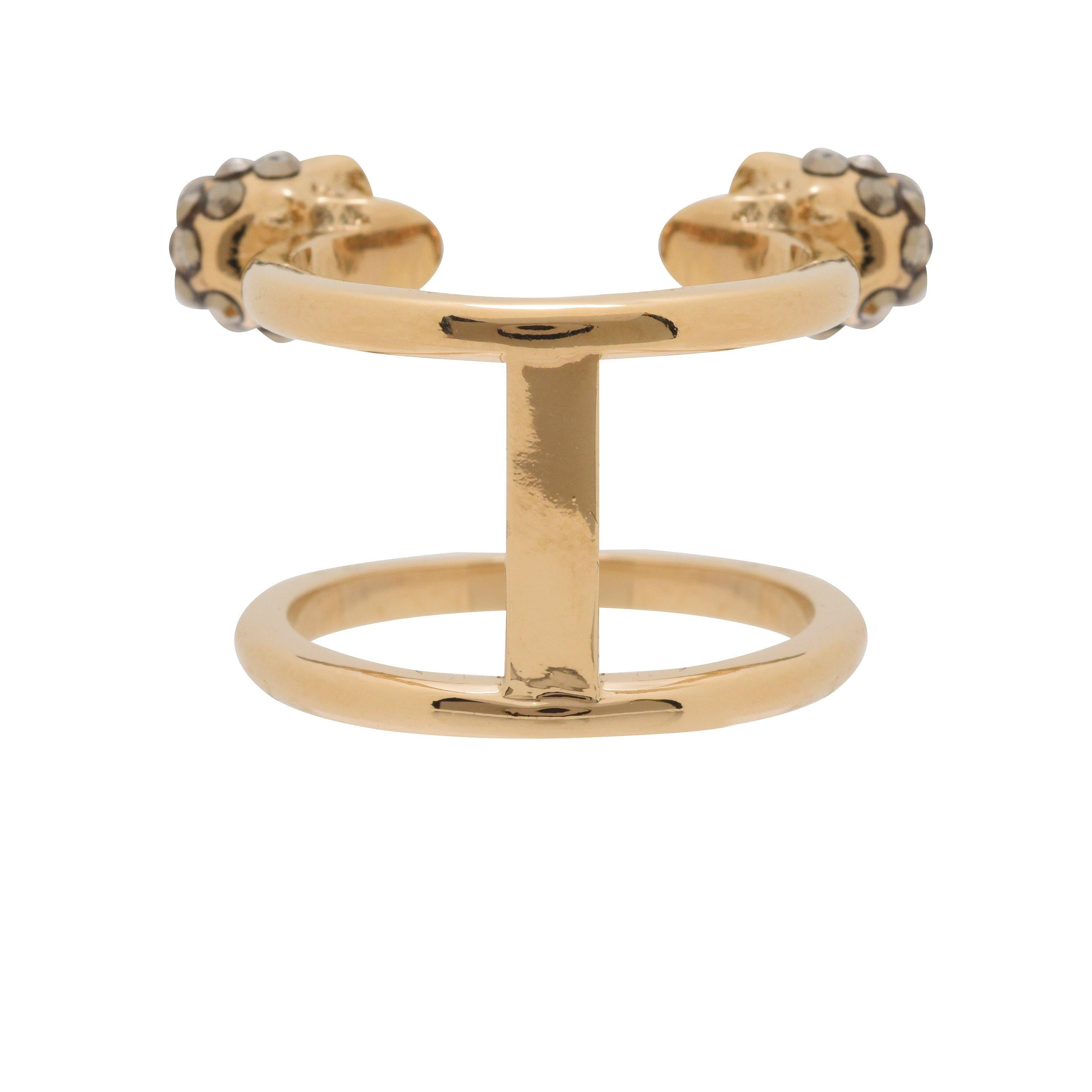 Women's Skull Brass Double Ring