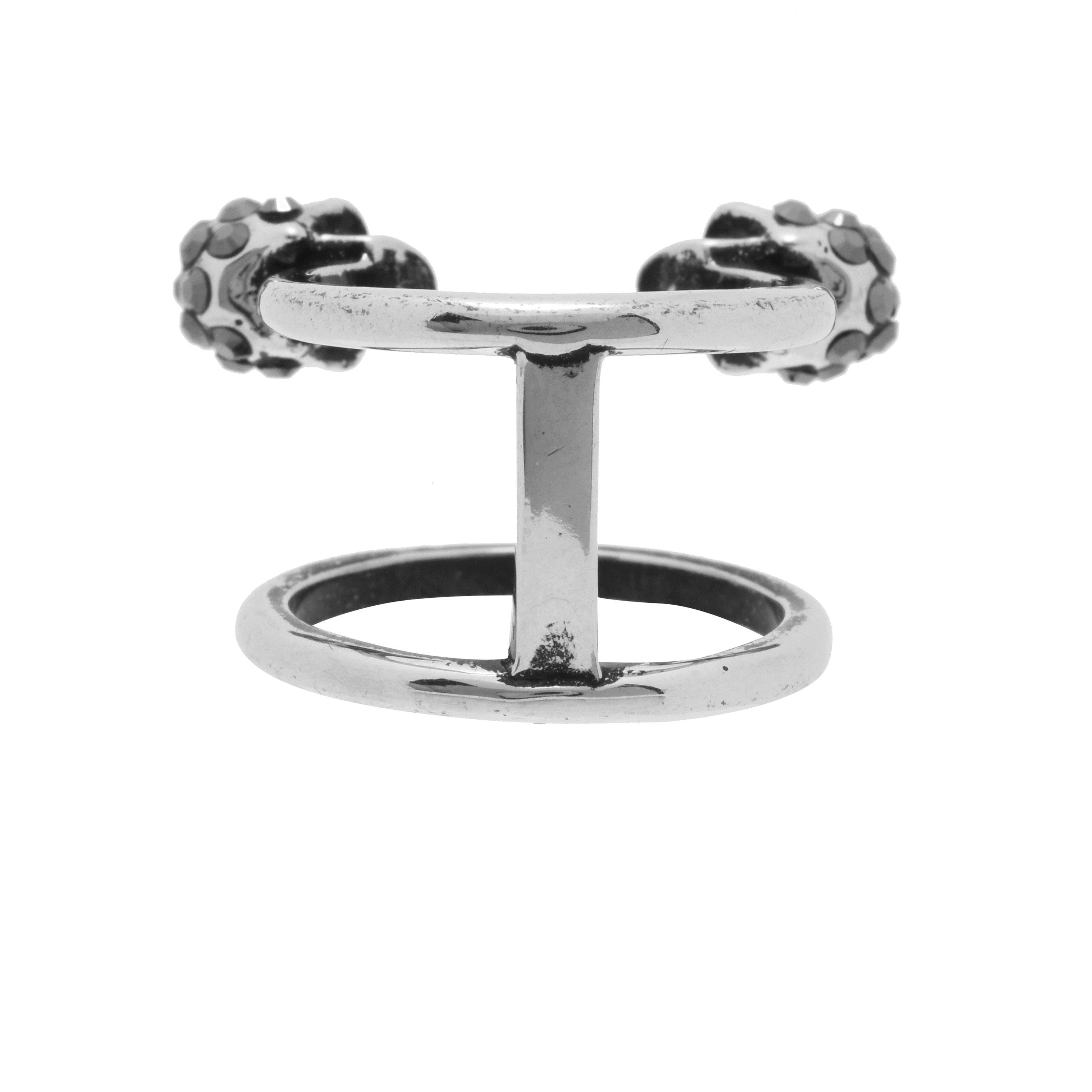 Women's Skull Brass Double Ring