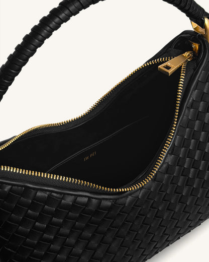 Lorena Woven Shoulder Bag - Emerald Green