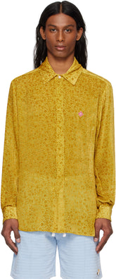 Yellow Floral Devoré Silk Shirt