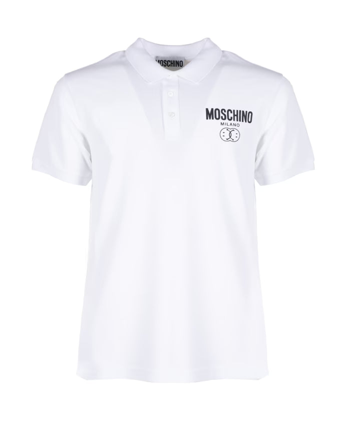 Moschino White Double Smile Polo T-shirt