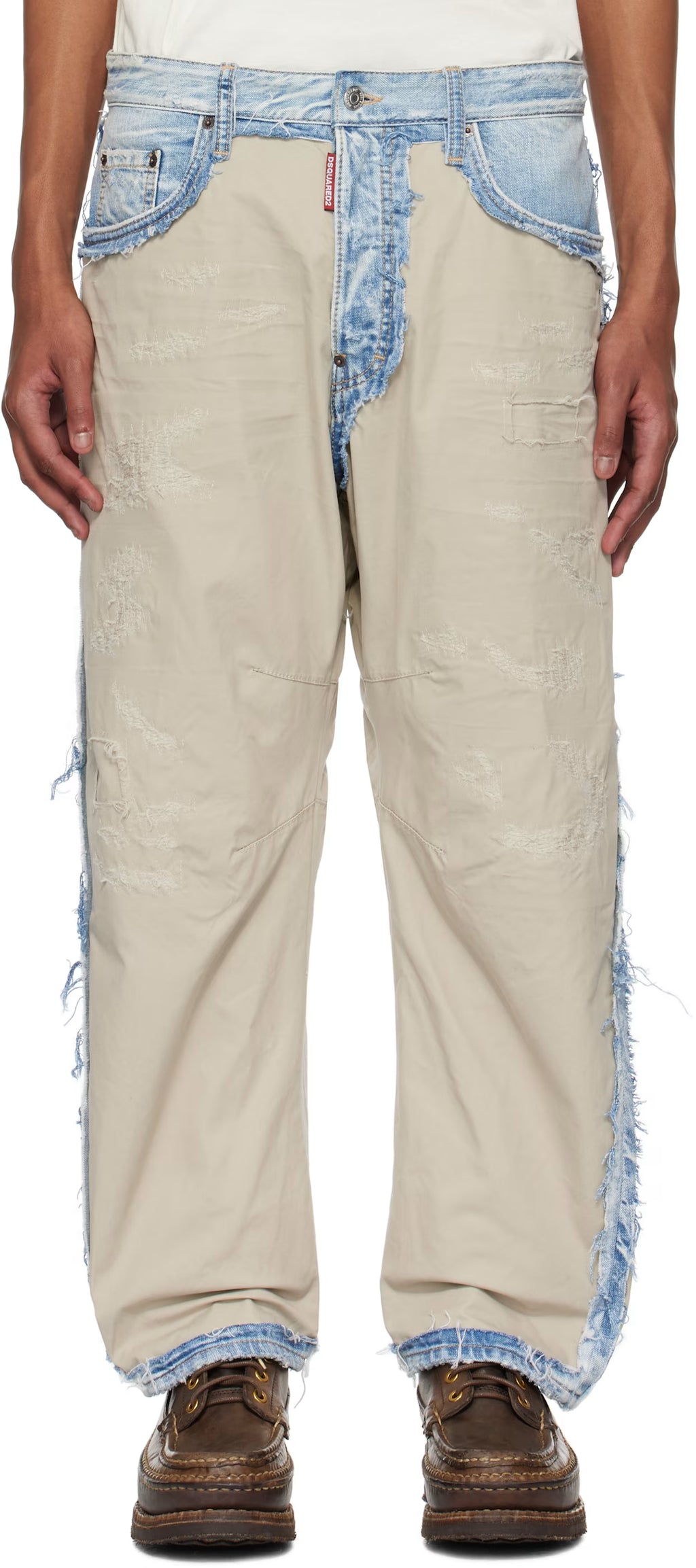 Blue & Beige Super Ripped Mixed Kawaii Jeans