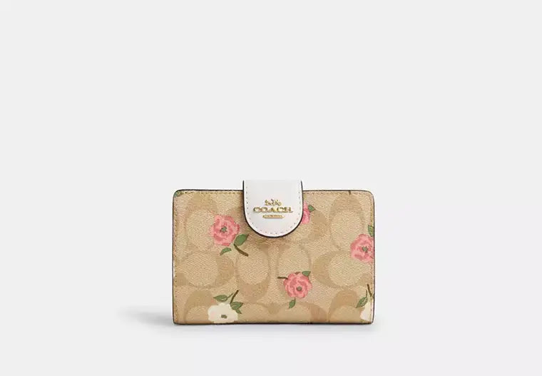 Coach Medium Corner Zip Wallet In Signature Canvas With Floral Print - Wallets | Shop From The Mirage