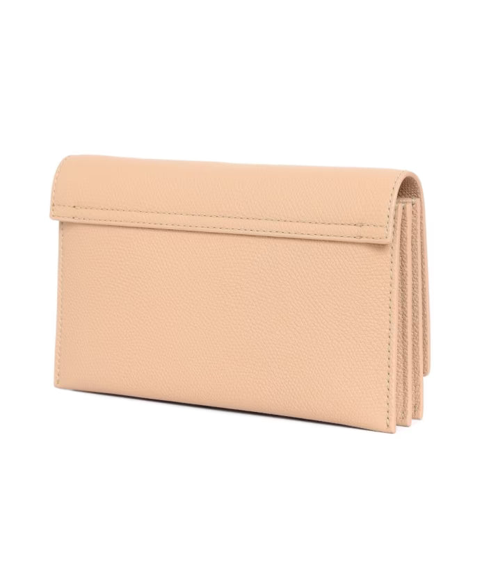 Beige Leather Chain Strap Flap Bag