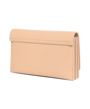 Beige Leather Chain Strap Flap Bag