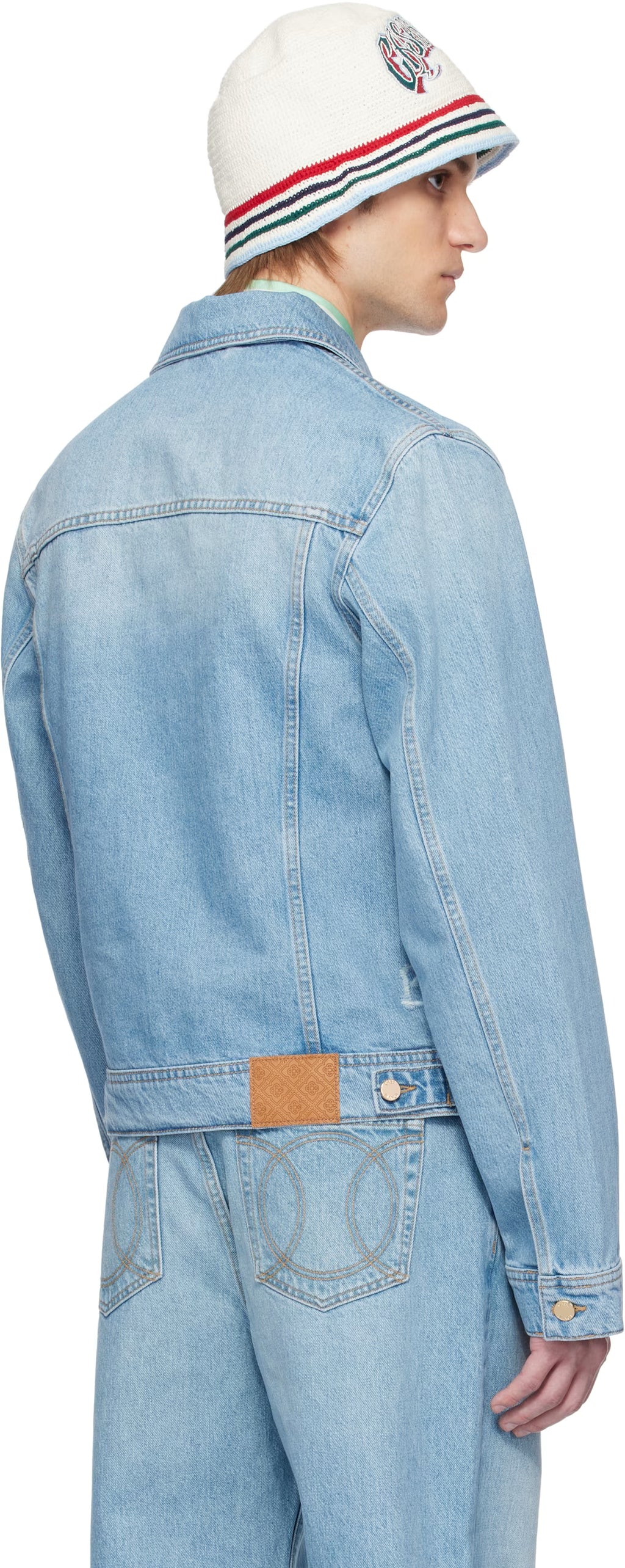 Blue Graffiti Distressed Denim Jacket