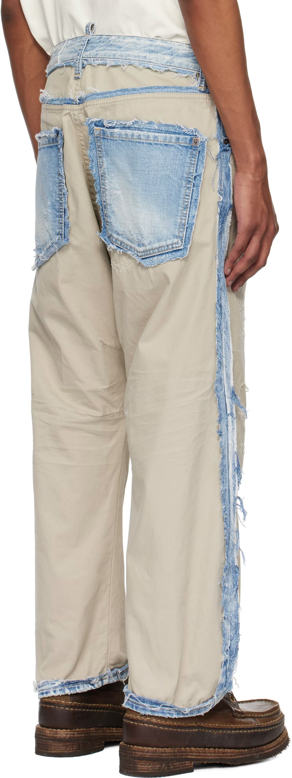 Blue & Beige Super Ripped Mixed Kawaii Jeans