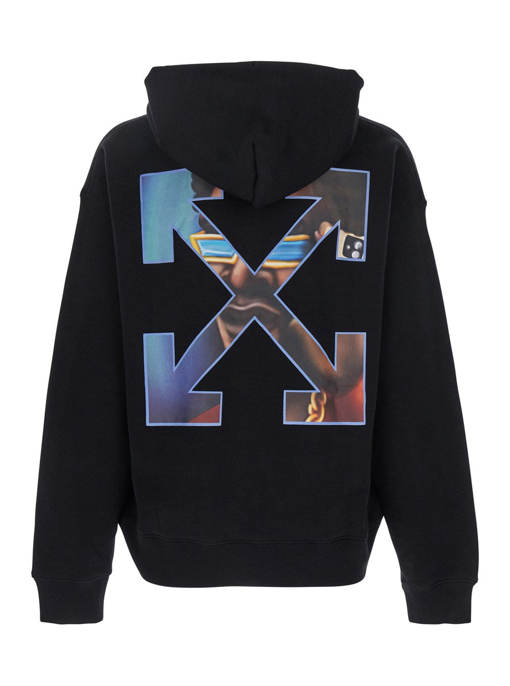 Off-white 'Barber Arrow Skate' Black Hoodie with Logo Lettering on the Front and Maxi Logo Print on the Rear in Cotton Man