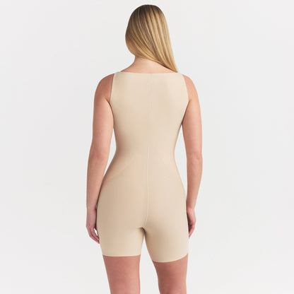 Skims Body Core Sculpt Back Smoothing Open Bust Mid Thigh Bodysuit