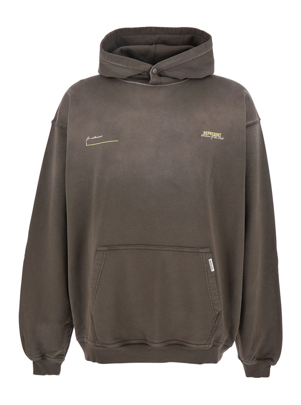 Represent 'Patron of The Club' Olive Green Hoodie with Front and Back Logo Print in Cotton Man