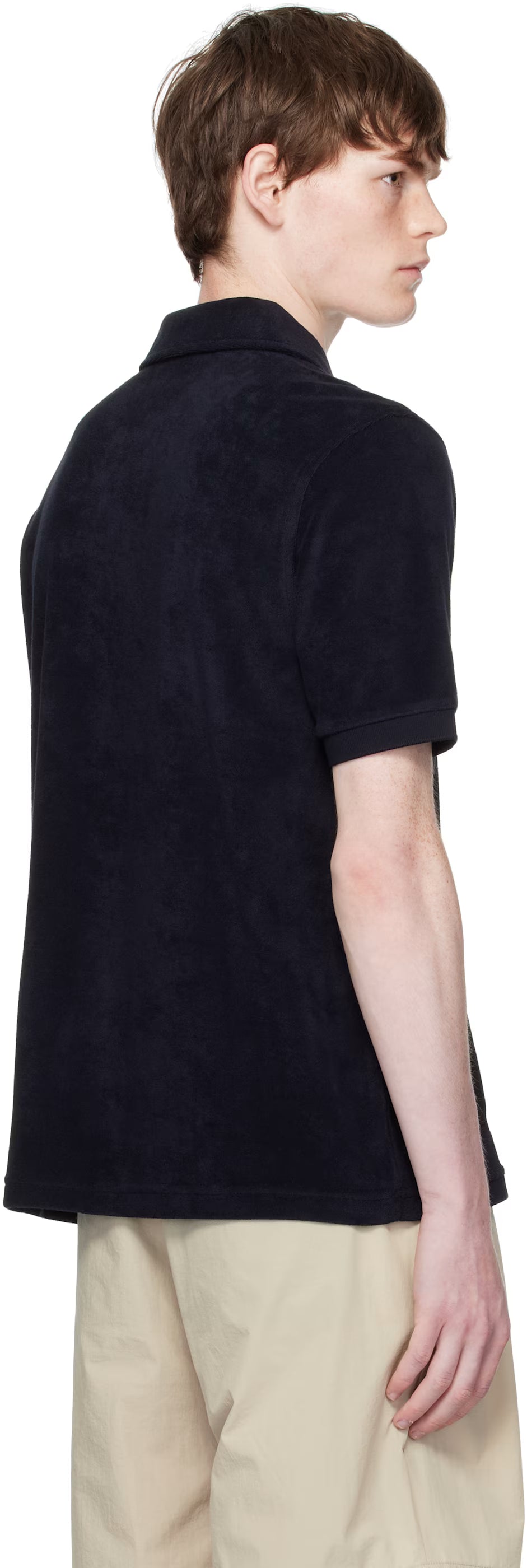 Navy Open Collar Towelling Polo