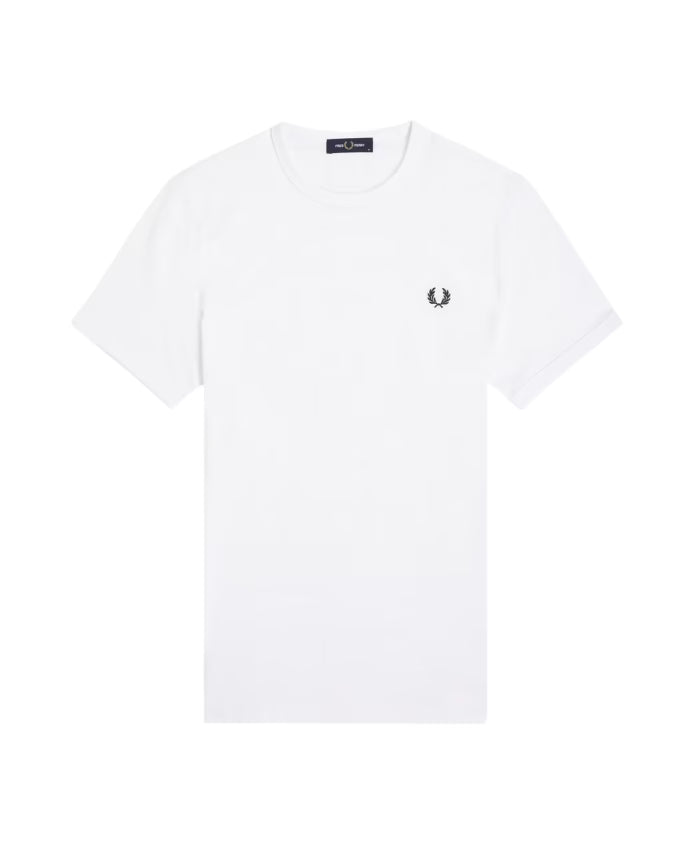 Fred Perry Sporty Cotton T-shirt with Ribbed Collar