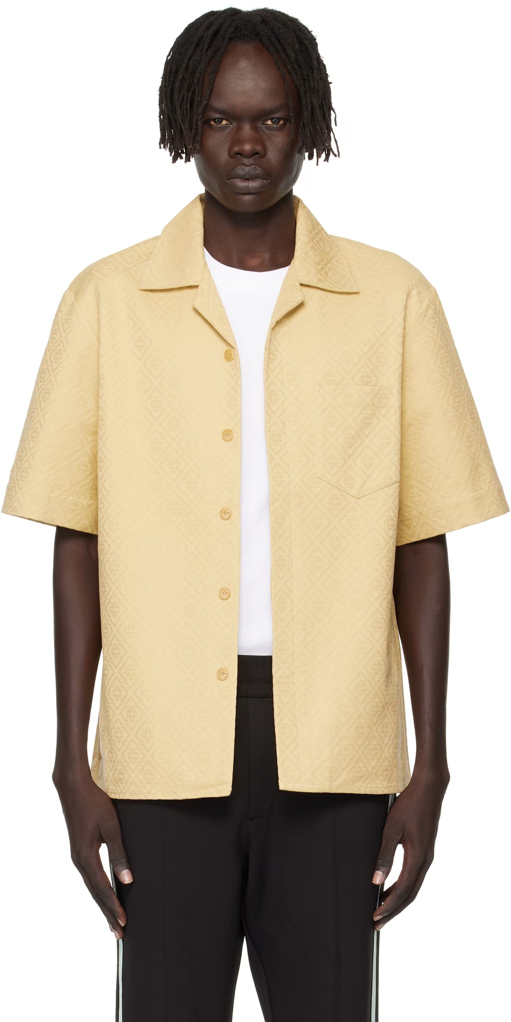 Beige Short Sleeve Monogram Shirt