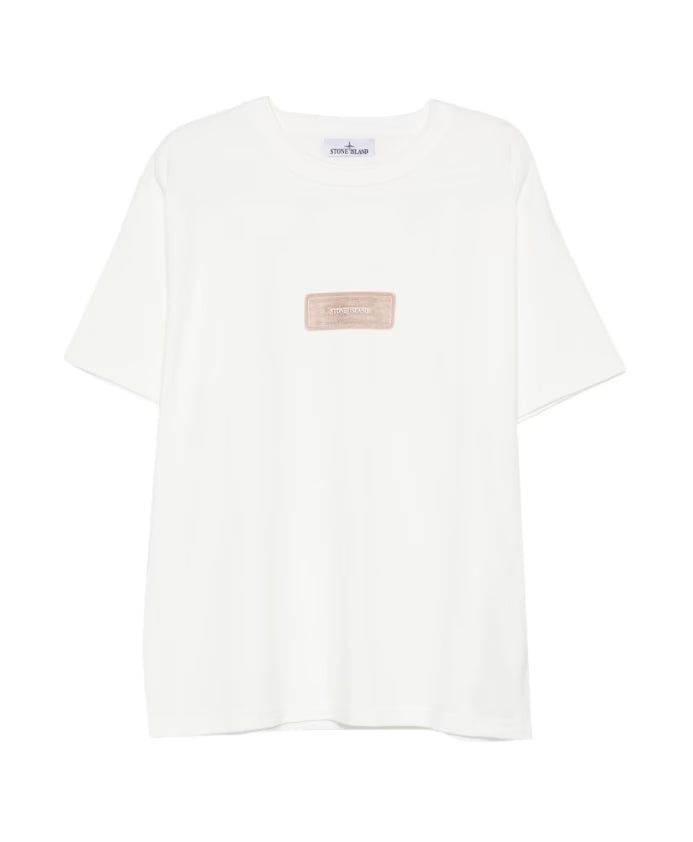 Stone Island White Crew Neck T-shirts and Polos