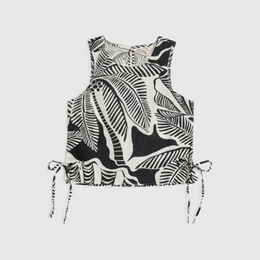 Petite Black Printed Linen Blend Tank Top