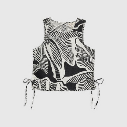 Petite Black Printed Linen Blend Tank Top